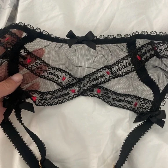 Agent Provocateur Edita Set | 32B Bra + Size 2 Thong Garter Babydoll | NWOT - Picture 7 of 8